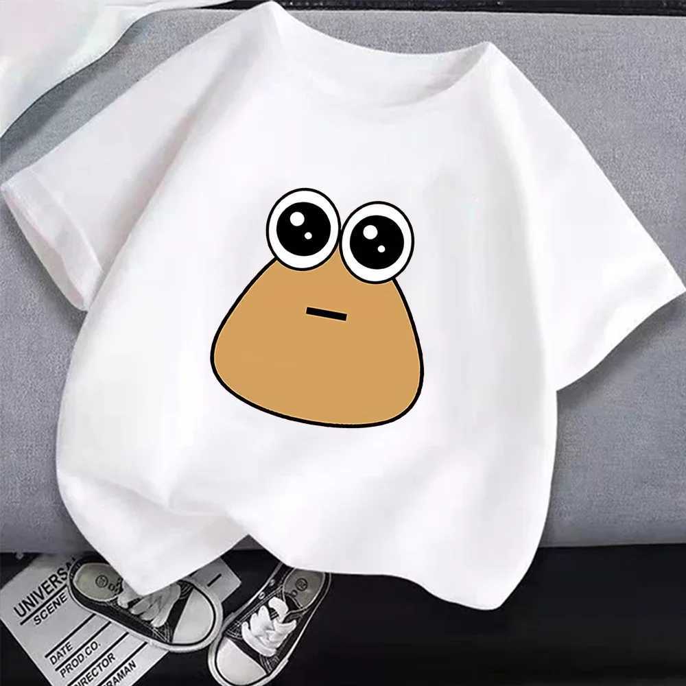 My Pet Alien Pou Summer Cute Anime Cotton Tops for Girls Boys Comfortable Childrens Clothing Popular Fashion Leisure Style TeeT250603