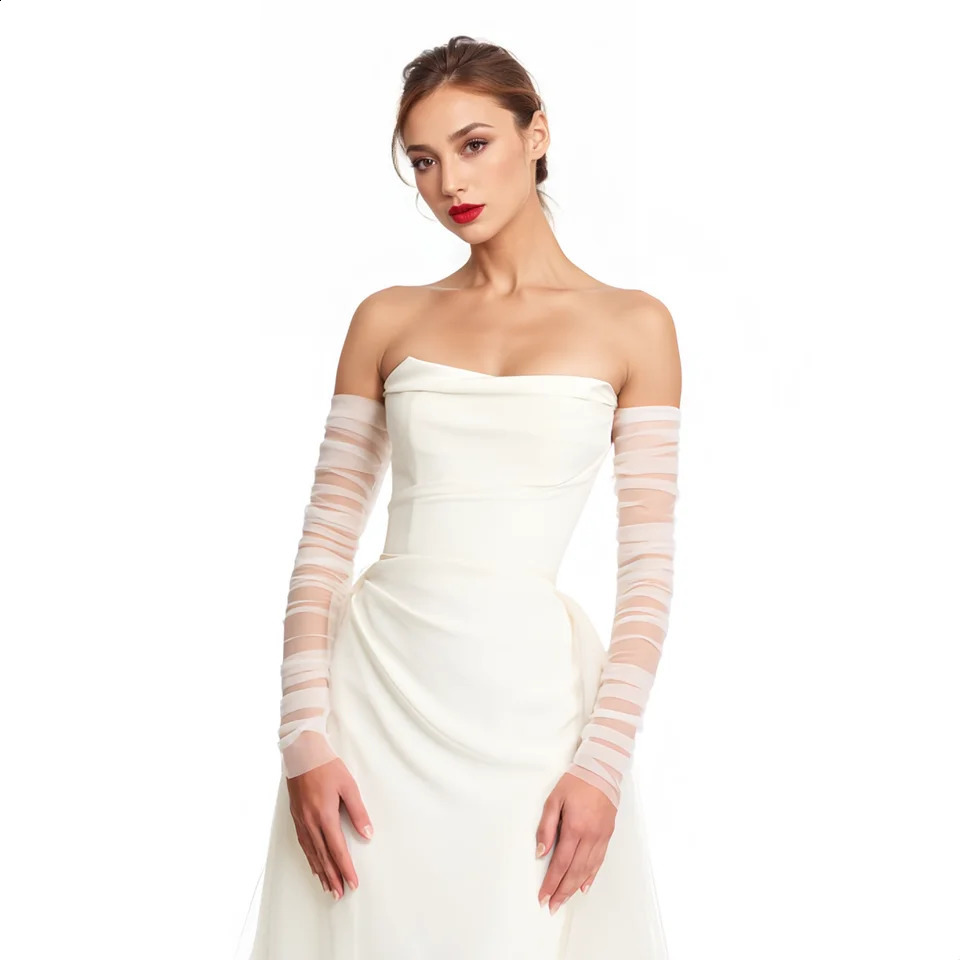 20A Wedding Dress Sleeves Attachment Accessory Womens Arm Sleeves Bridal Gloves Removable Bolero Soft Tulle Accessories Black 250530