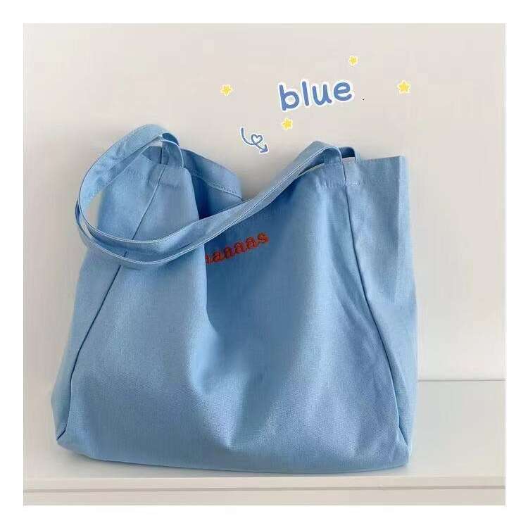 Korean and Japanese Maaas Candy Color Letter Single Shoulder Canvas Ins Student Class Simple Eco-friendly Shopping Bag