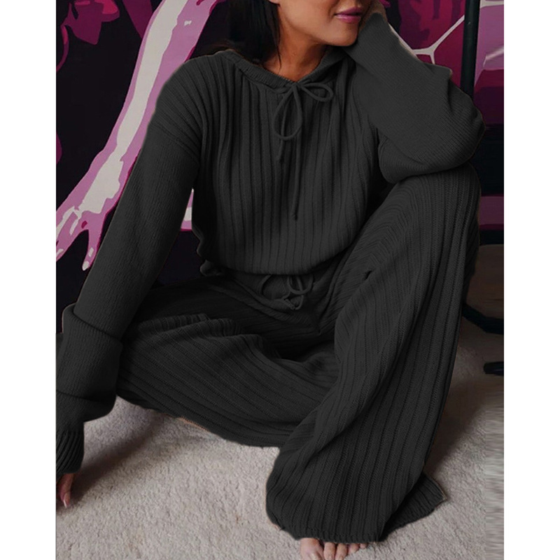 women's wear 9663 # 2024 Spring New Women's Long Sleeve Loose Hooded Casual Set