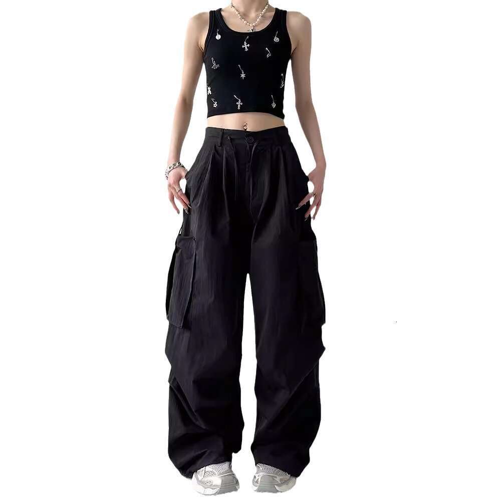 American Style Cargo For Women New Black Thin Women's Summer High-End Campus Casual Pants B5