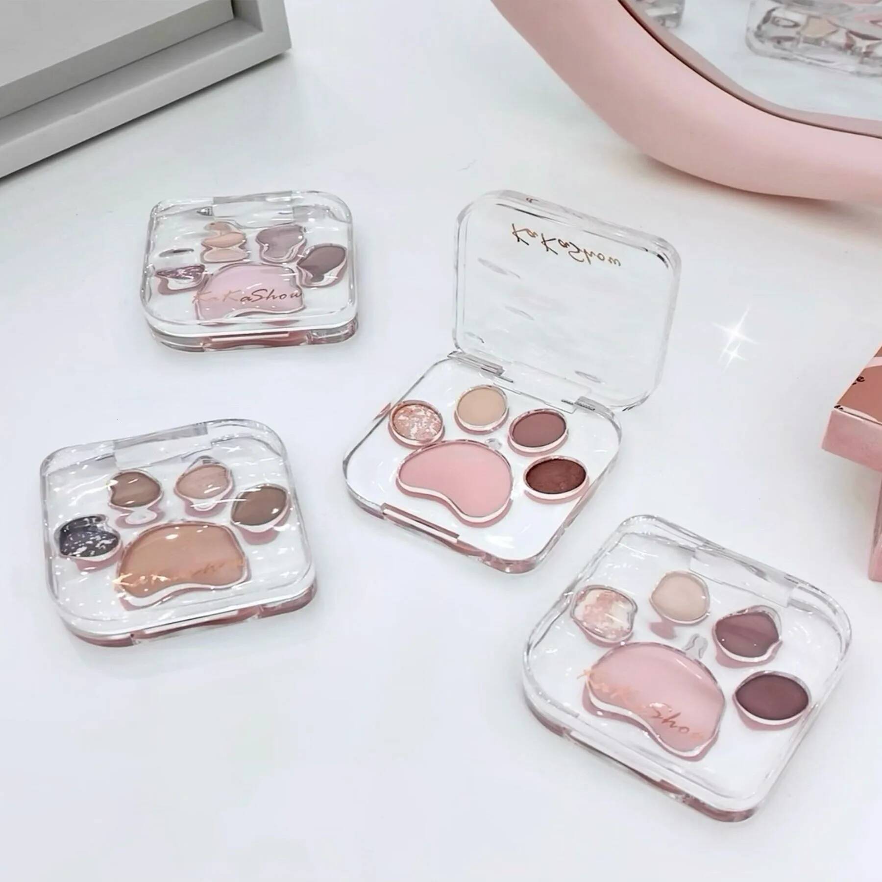 5 Colors Eye shadow Palette Cat paw shape, earthy khaki everyday look Party Performance Makeup eye cosmetics