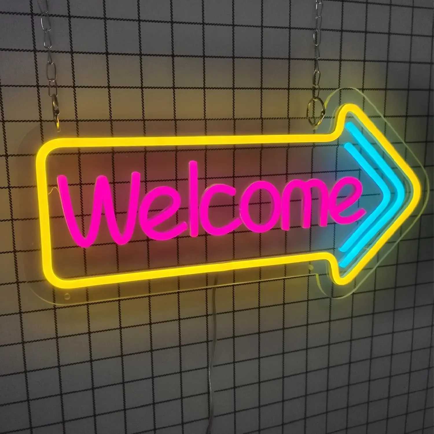 Welcome Neon Light LED Neon Sign Wall Decor for Home Office Cafe Party Bar Business USB Powered Holiday Gift for Adult Friend XJ250602