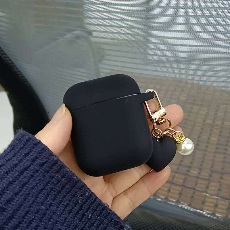 Love Heart Keychain Pro/Pro2 Cute Black Silicone Wireless Case For 3/4 Earphone Protective Cover