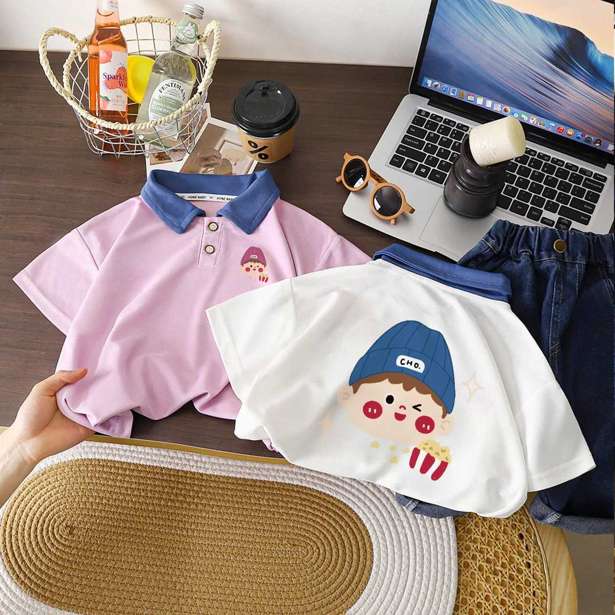 Children Boys Summer Polo Shirts Print Short Sleeve Baby Girls T-shirt Loose Casual Kid Boy Little TopT250603