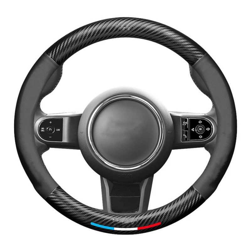 For BMW MINI JWC R54 R55 R56 R60 F54 F55 F56 F57 John Cooper S Clubman Countryman Car Carbon Fiber Leather Steering Wheel Cover R250603