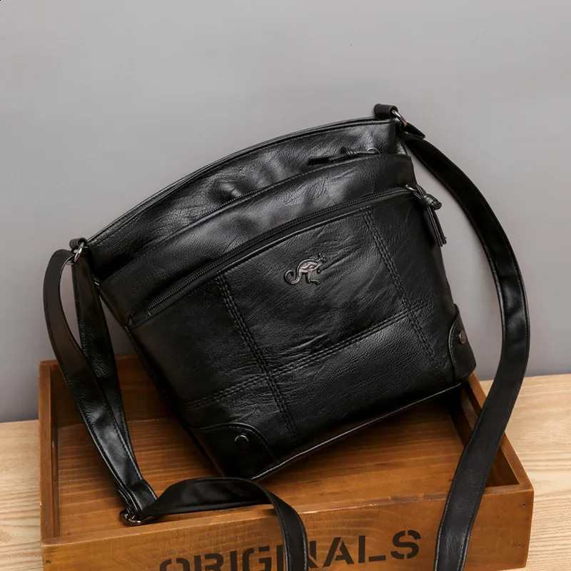 Soft Leather Texture Bag for Womens Crossbody Fashion Shoulder Simple European Trend Retro Multi Large Capacity Handbag 250528