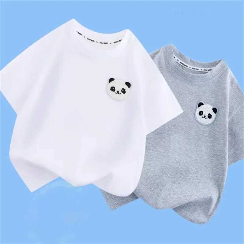 Summer Children Clothing Korean Short Sleeved Boys Girls Baby Short Sleeved T-shirts Pure Cotton Toddler Kids Cartoon Panda Top T250603