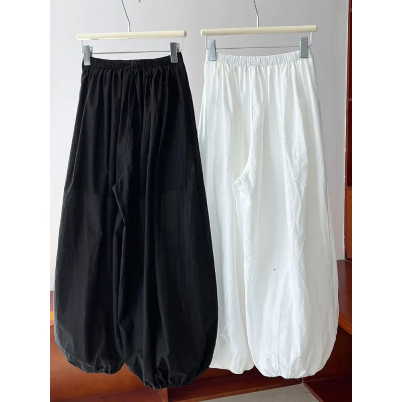 Oversized Bloomers Summer Elegant Fashion Women Lantern Pants Casual Loose Breathable Cotton Wide Leg Pants 250603