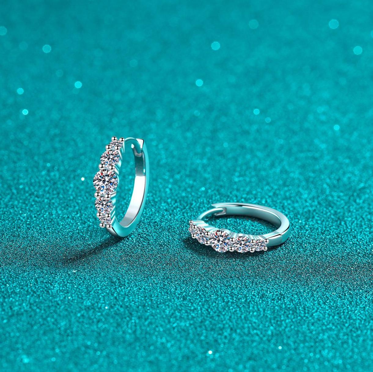 Starry Night Inspired Sterling Silver Moissanite Studs with Classic Hoop