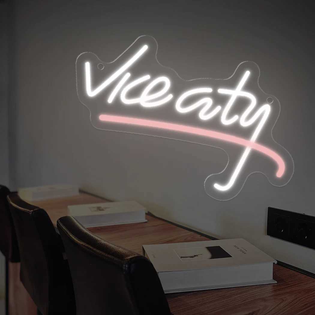 Vice City Neon Sign LED Light for Bar Cafe Home Room Shop Club Hanging Wall Decoration Birthday Gift USB Powered Night Lamp XJ250602