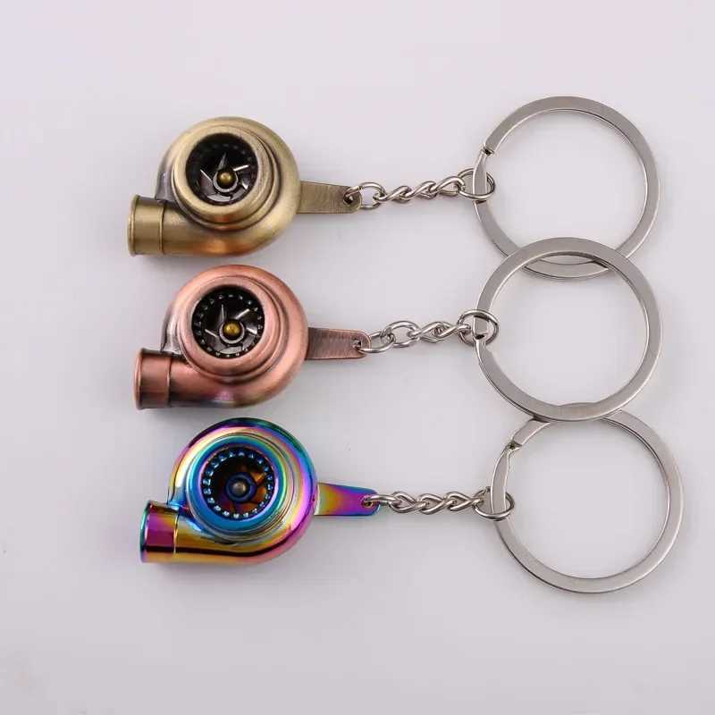 Mini Turbo Turbocharger Keychain Spinning Turbine Key Chain Ring Keyring Keyfob Car Keyring Car Interior Accessories XJ250602