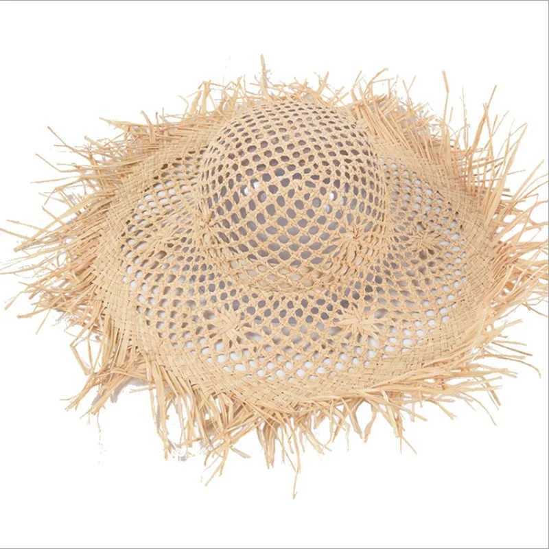 Hollow Out Big Brim Hand Made Straw Hat Fashion Unisex Shading Burrs Breathable Personality Beach Hat Summer Cap W250602