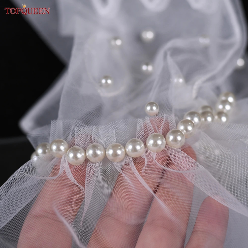 TOPQUEEN VM41A Elegant Pearls Bride Glove Vintage Wedding Gloves Elbow Length Finger Wedding Accessories Lady Bridal DIY Gloves 250530