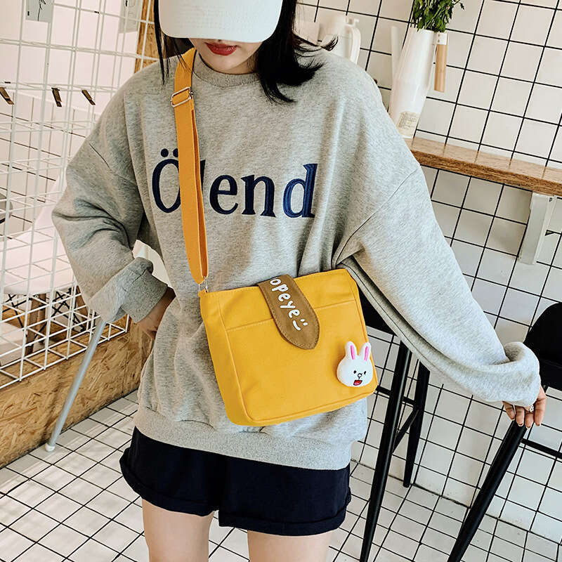 Spring New Small Ins Super Popular Women Canvas Tote Korean Style Shoulder Crossbody Bag