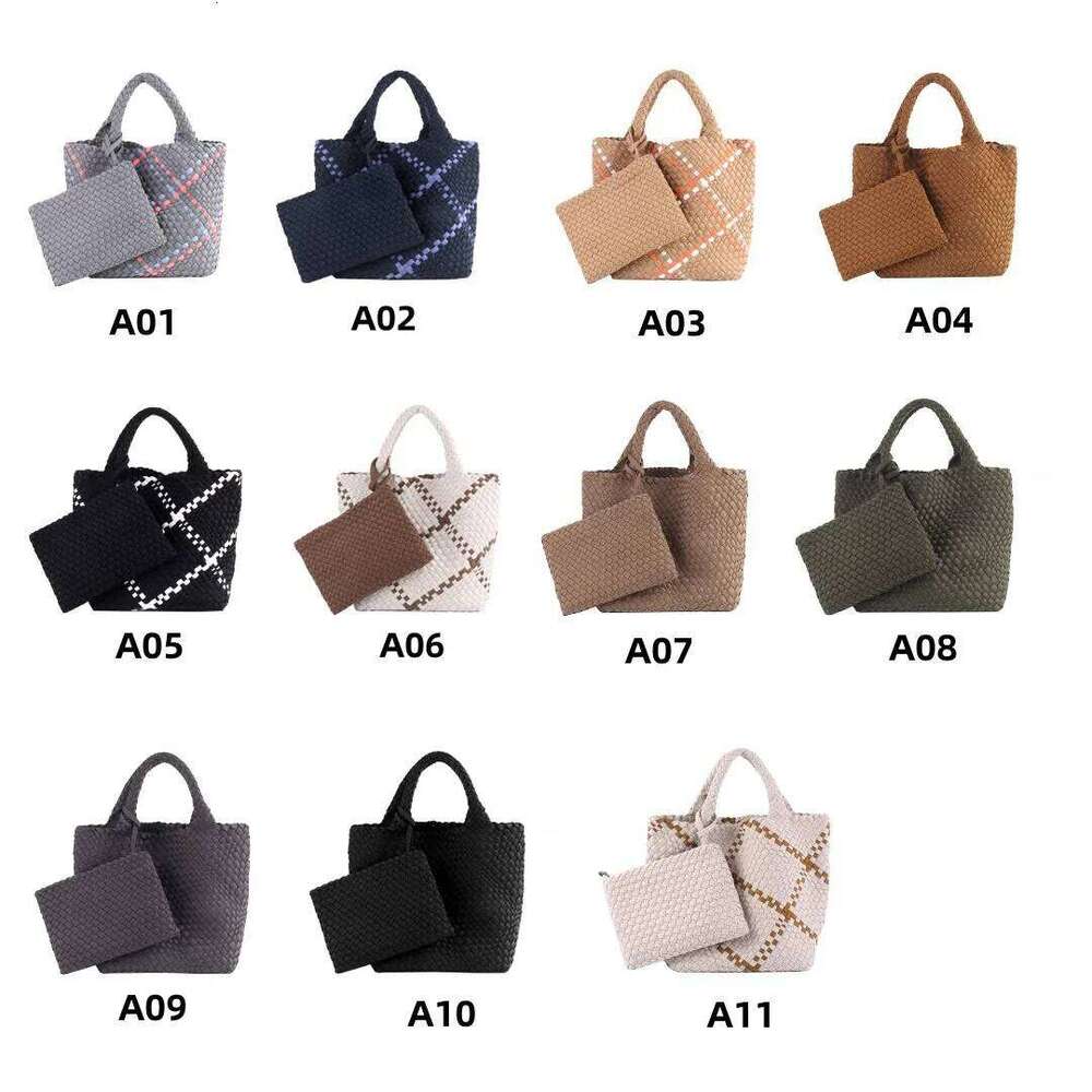 OLOEY Hot Sale New Neoprene PU Beach Large Capacity Woven Handbag Handmade Knitted Bag