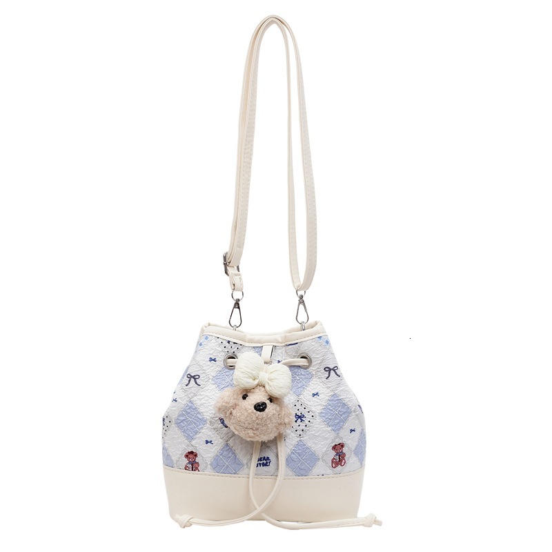 designer Cute Cartoon Print Bucket Bag for Women 2025 New Fashion Casual Handbag Large Capacity Shoulder Bag