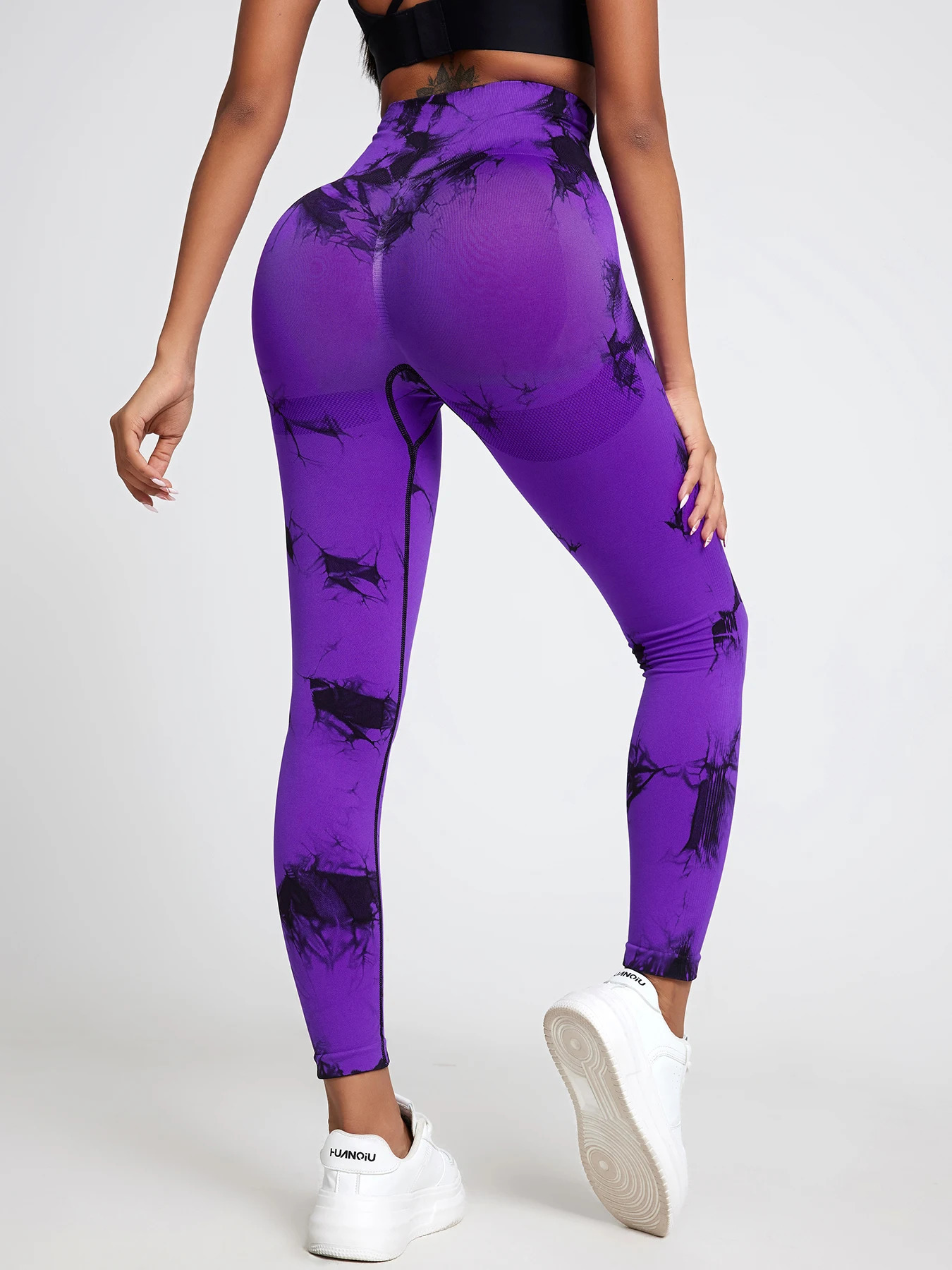 Womens Tie-Dye Seamless Sexy High Waist Pants Stretch Fitness Yoga Cycling Push up Leggings 250603