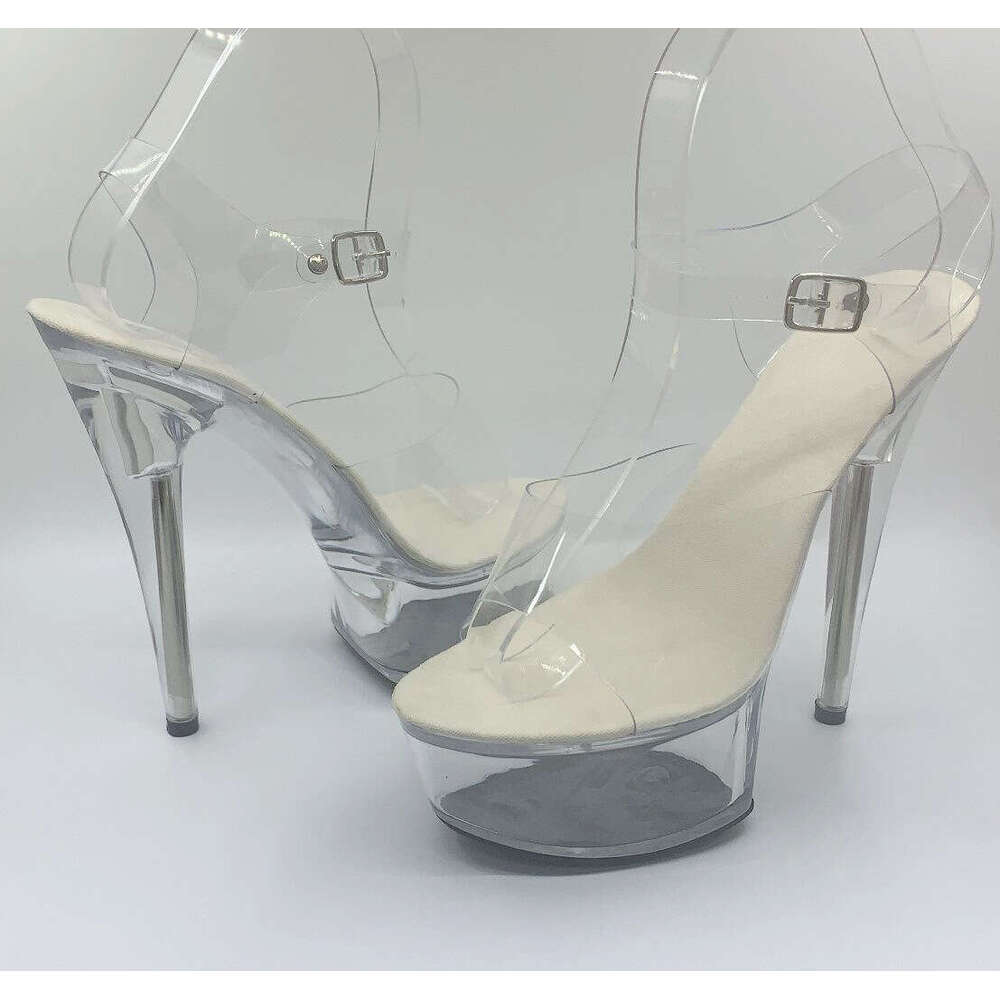 Super High Heels Sexy Super High Heels 15Cm Stiletto Waterproof Platform Sandals Transparent Crystal Wedding Shoes Platform High Heels