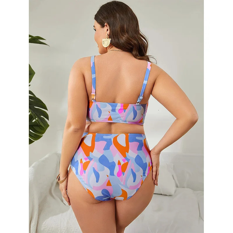 Plus Size Split Swimsuit for Girls with a Girlish Vibe Tight Fitting and Gathered High Waisted Bikini Women Casual Y2k 250528Z