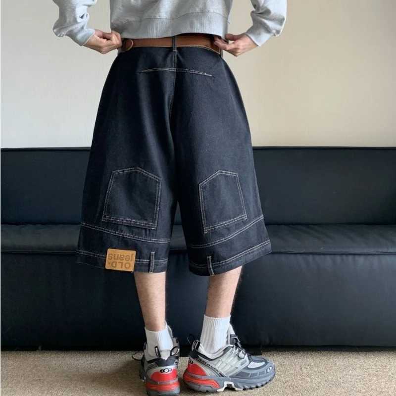 American Vintage Denim Shorts Men High Street Loose Wide Leg Niche Pants Fashion Casual Versatile Short Jeans Male and Female T250603