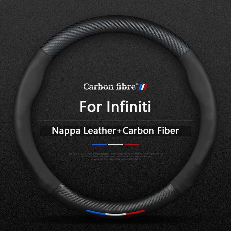 Car Carbon Fiber Leather Steering Wheel Cover For Infiniti Q50 FX QX30 Q30 Q60 Q70 QX50 QX60 QX55 QX70 Auto Interior accessories R250603