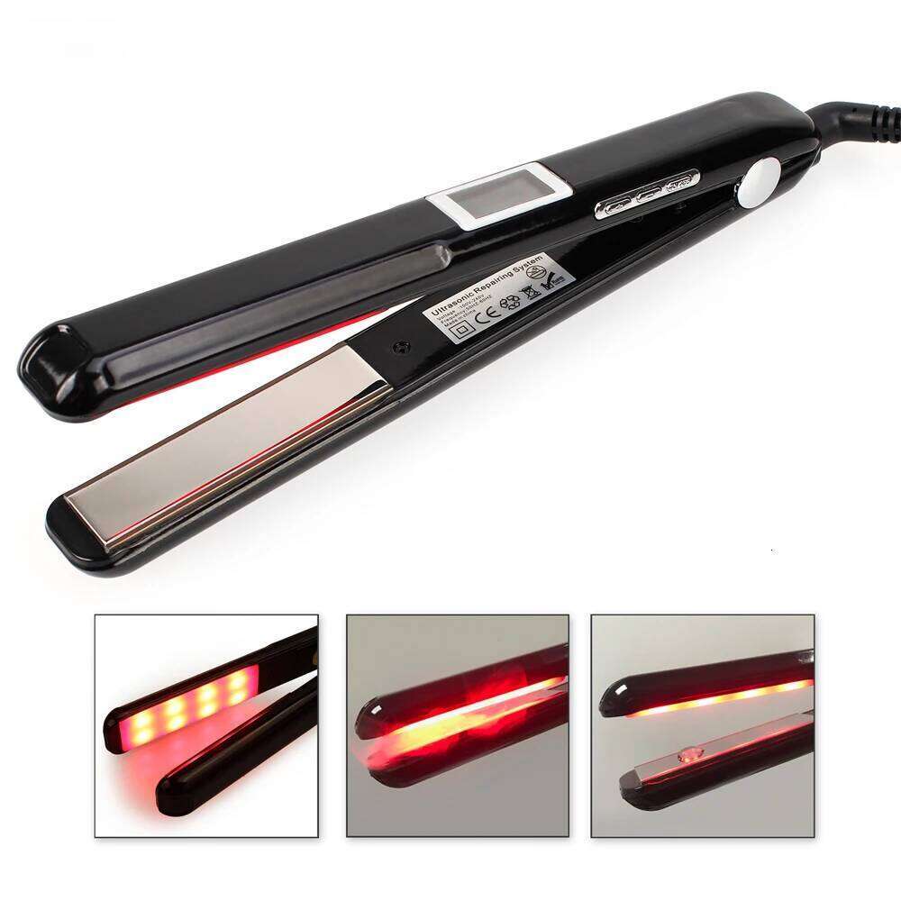 Flat Iron Ultrasonic Infrared Cold Care Iron Keratin Treatment for Frizzy Recovers the Damaged Hair Straightener