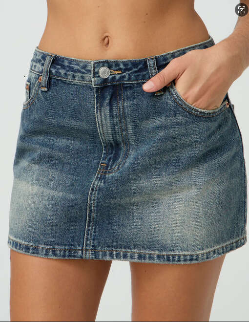 Temu Slim Fit Casual Stretch Washed Denim Skirt For Women B5