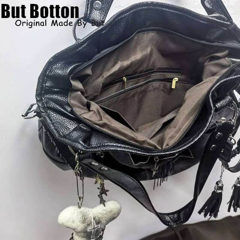 Women Y2k Girl Vintage Large Capacity Gothic Handbag Tote Haruku Bag Stars Bones One Shoulder Underarm Bags Messenger Bags