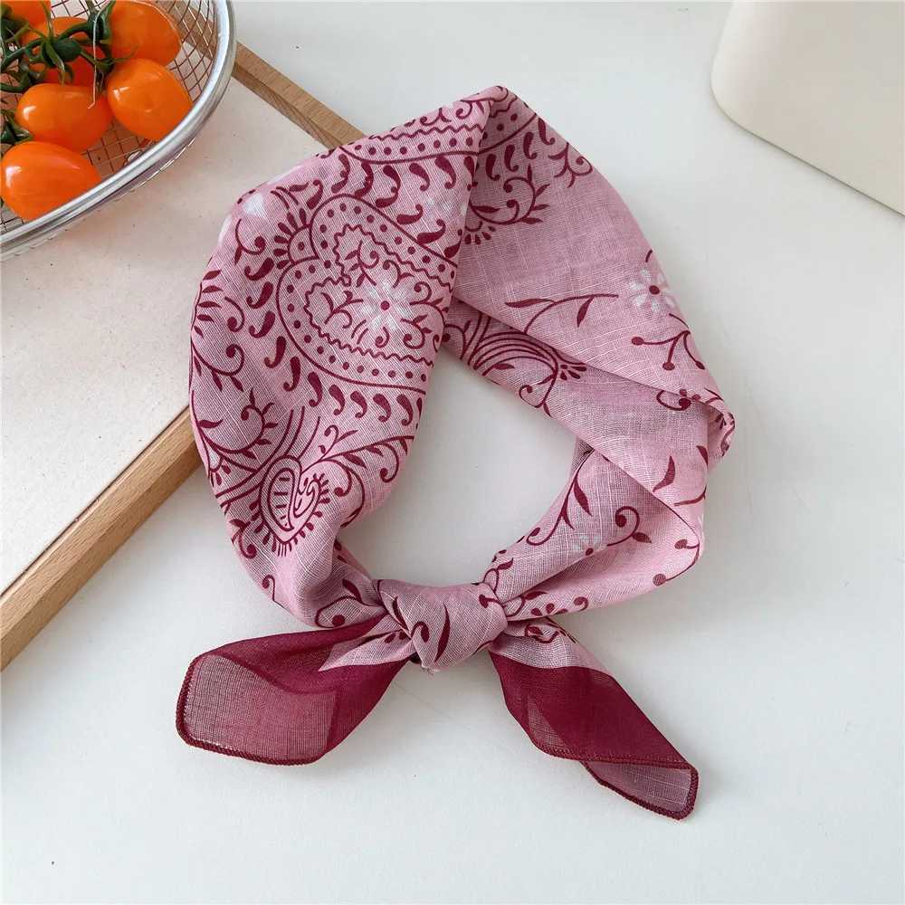 Fashion Women Printing Cotton Linen Small Square Scarf Summer Scarf Womens Versatile Paisley Scarf Head Band Hair Accessories W250602