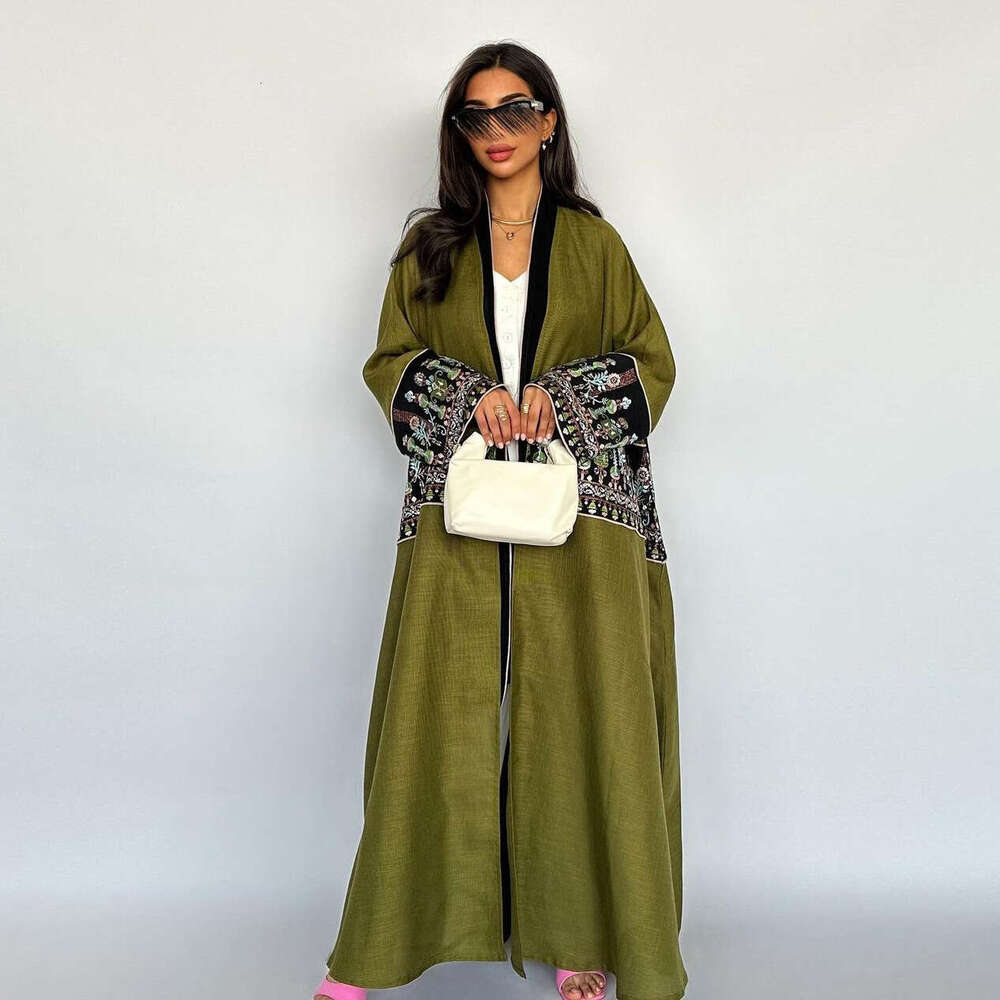 Mq131 Women's Embroidered Cardigan Robe Dubai Coat Muslim B5