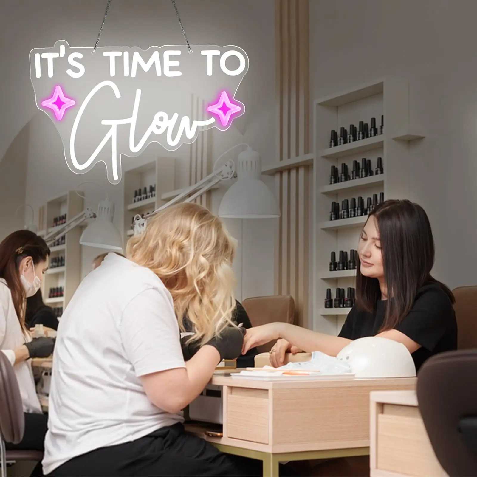 Its Time To Glow Neon Sign USB Dimmable Neon Light for Beauty Room Hair Salon Drink Bar Nails Wax Lash Beauty Decoration Wall XJ250602