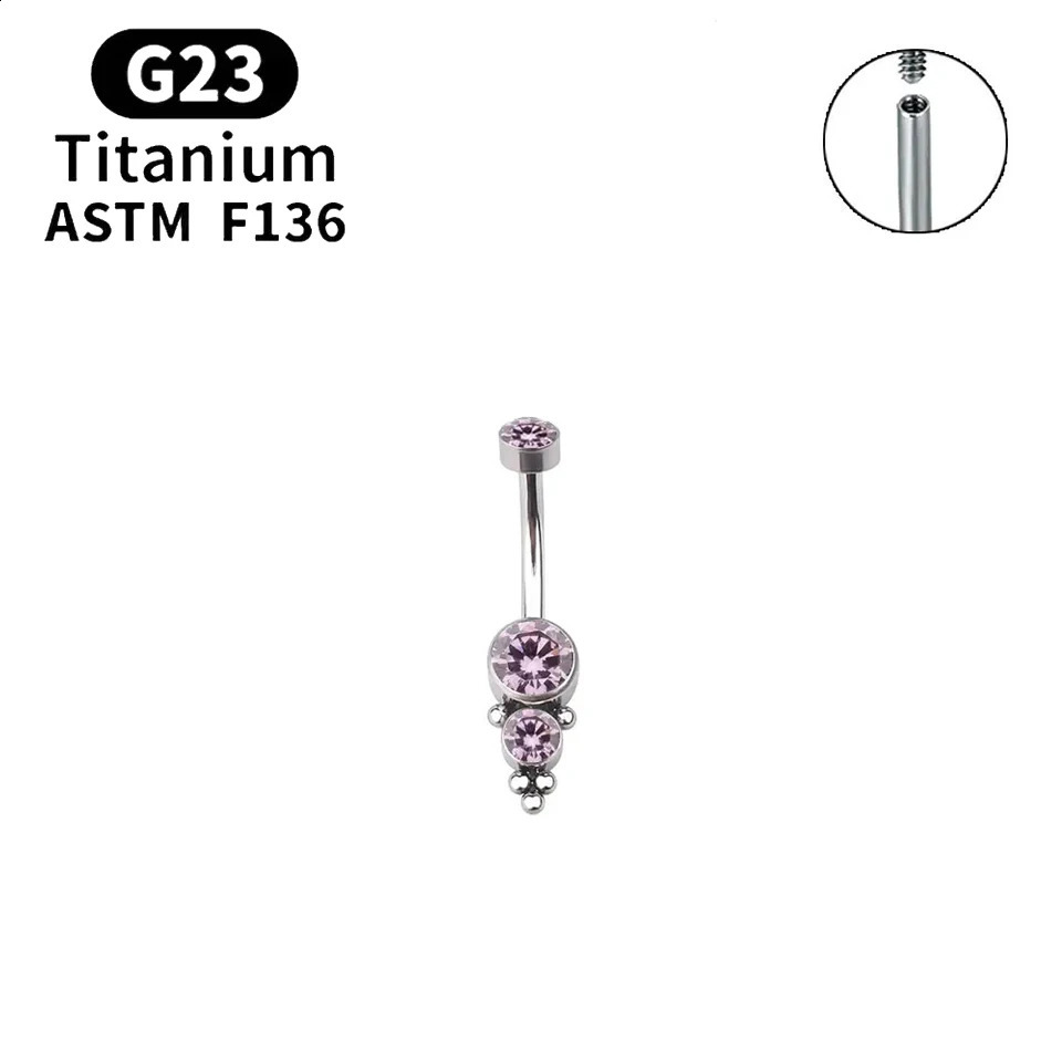 Sexy Fashion Simplicity Selling G23 ASTM F136 5A CZ Belly Button Ring 14g Navel Piercing Ring For Women 250530