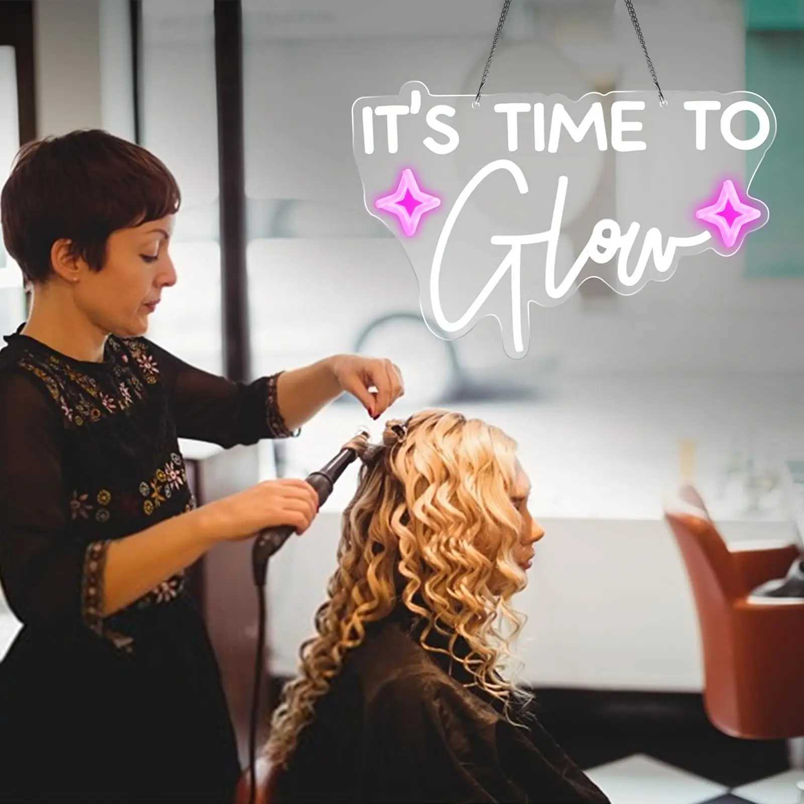 Its Time To Glow Neon Sign USB Dimmable Neon Light for Beauty Room Hair Salon Drink Bar Nails Wax Lash Beauty Decoration Wall XJ250602