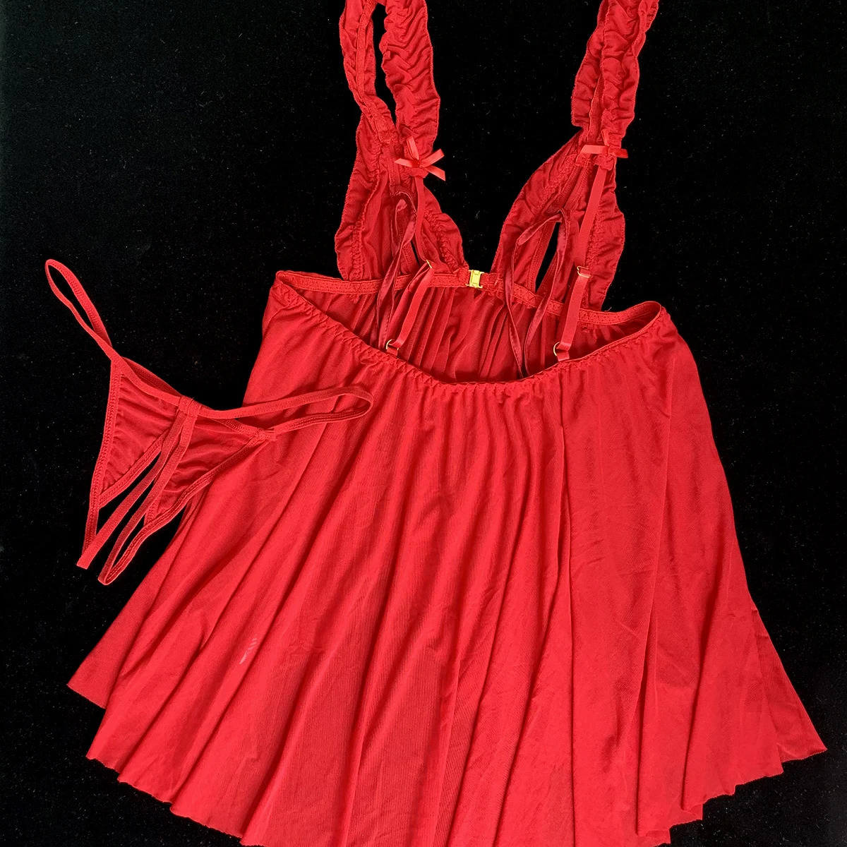 In Sexy Lingerie Women Set Sleepwear Sling Lace Mini Dress Open Bra Nightgown Transparent Pajama 2 Pcs Top And G-string 250603