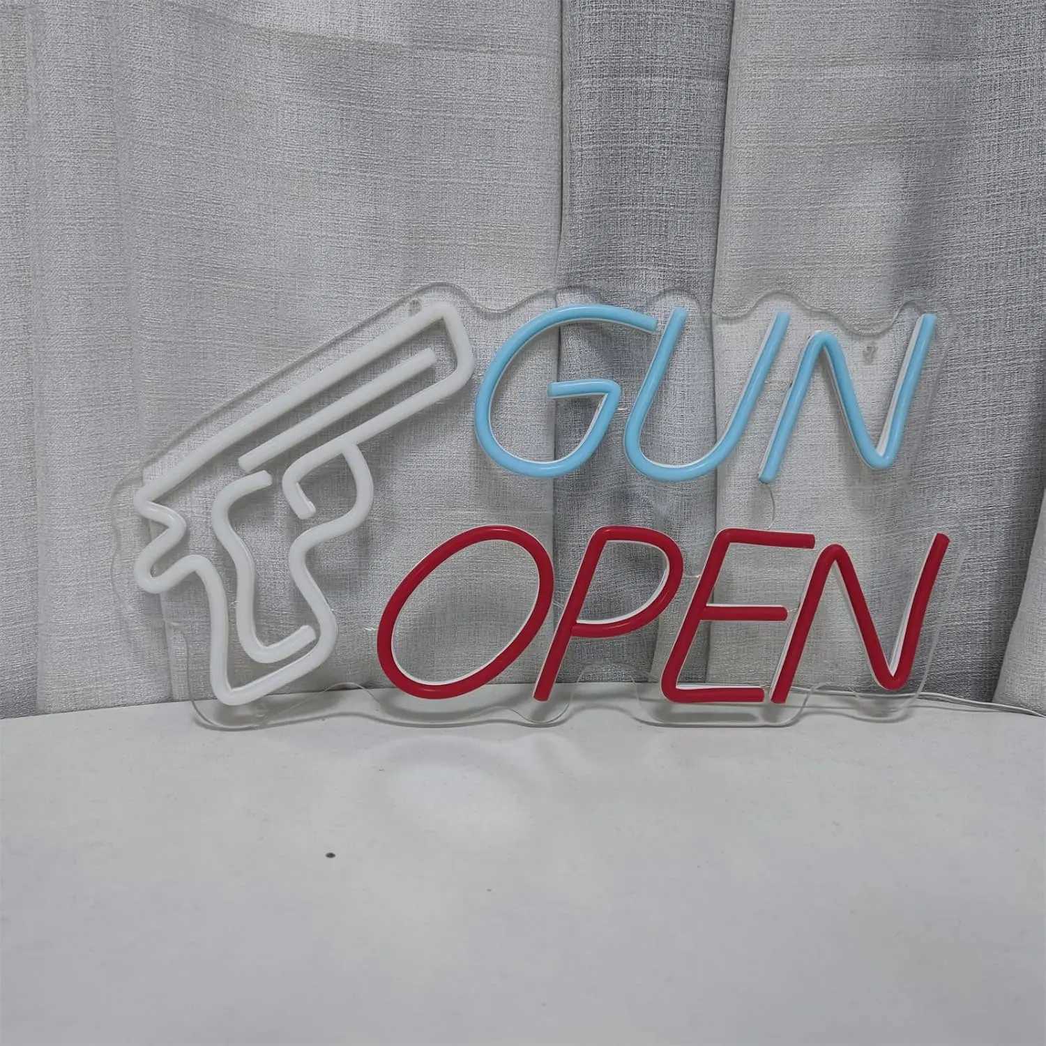 Gun Open Neon Sign LED Neon Light Sign Room USB Unique Decor for Clubs Bedrooms Shops Man Cave Gun Club Pub Party Bar DecorXJ250602