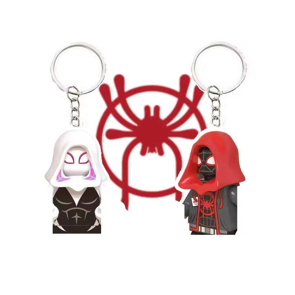 Movie Cosplay Keychain Gwen Peripheral Creative Cartoon Spider Character Building Blocks Pendant Bag Keychain Jewelry Y2K Gifts XJ250602