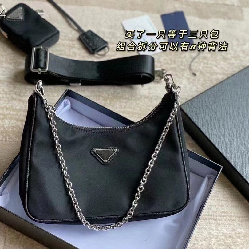 P Home Three-in-one Bag For Women Nylon Underarm Bag Luxury Bag New Hobo Crossbody High-end Niche Waterproof Fabric Designer Pack Chain Bag