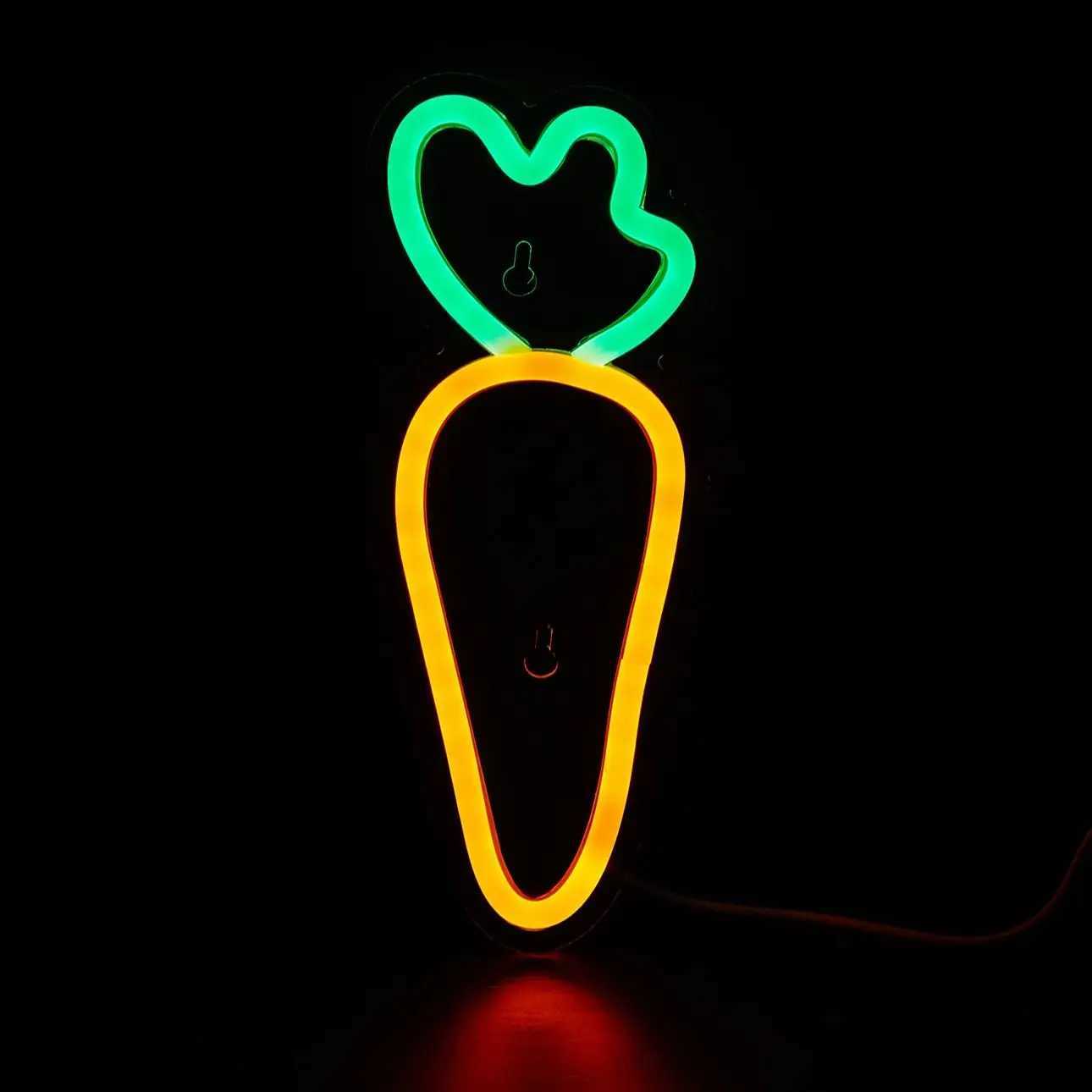 Chi-Buy 1PC Carrot Shape LED Neon Sign USB Powered For Bedroom Room Wall Decoration Neon Light Signs Suitable For Holiday XJ250602