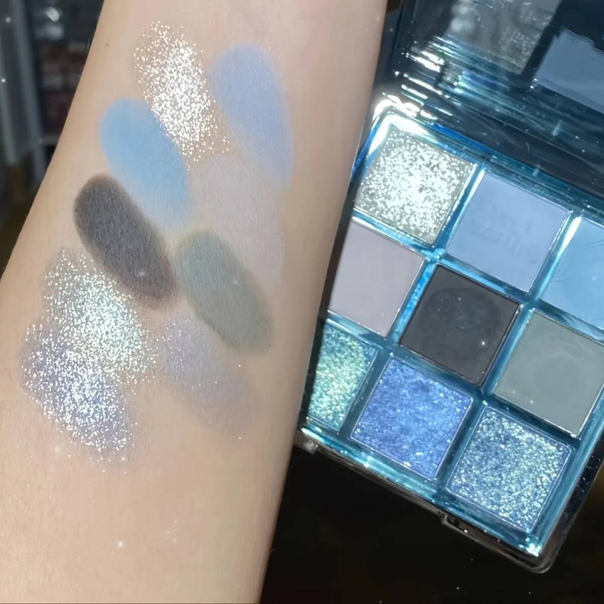 9 Color Sky Palette Matte Waterproof Long lasting Eyeshadow for Christmas Eye Makeup Smoky Blue Black Effects