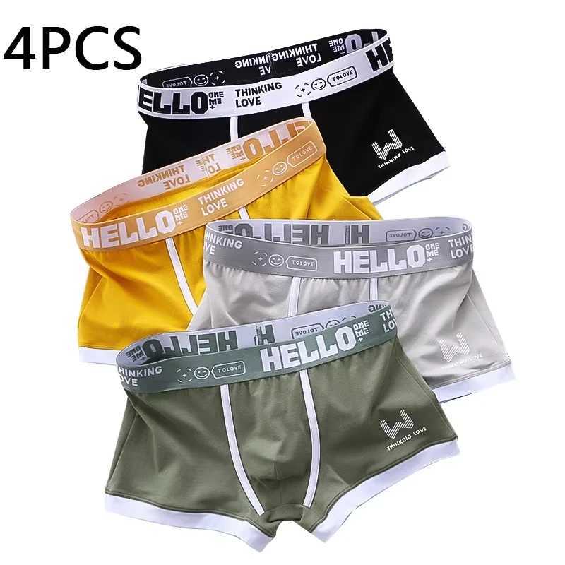 4PCS/LOT Mens Underwear Panties Cotton Boxer Shorts Fashion Mens Underwear Mens Boxers Sexy U Convex Breathable Plus Size W250603