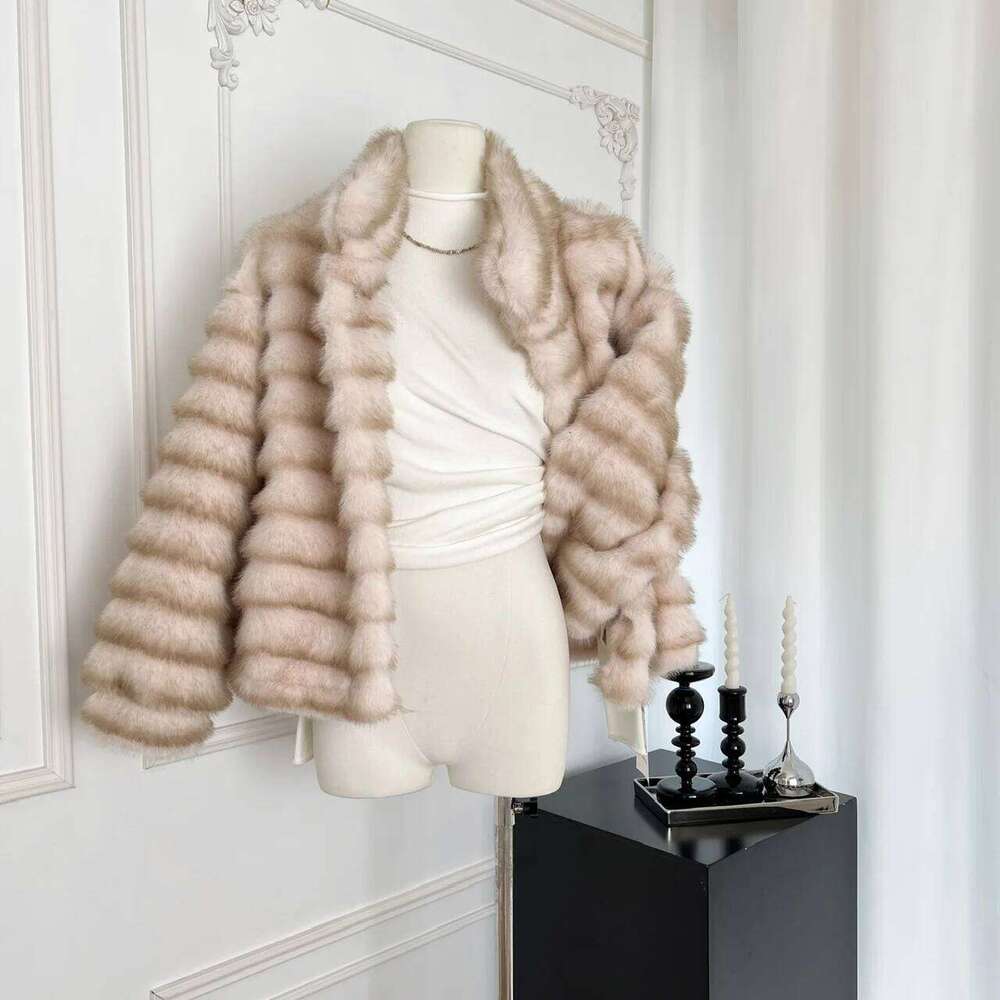 2024 Fall and Winter New Women Tops Soft Eco-friendly Stand Collar Long Sleeve Faux Fur Coats Jackets Female