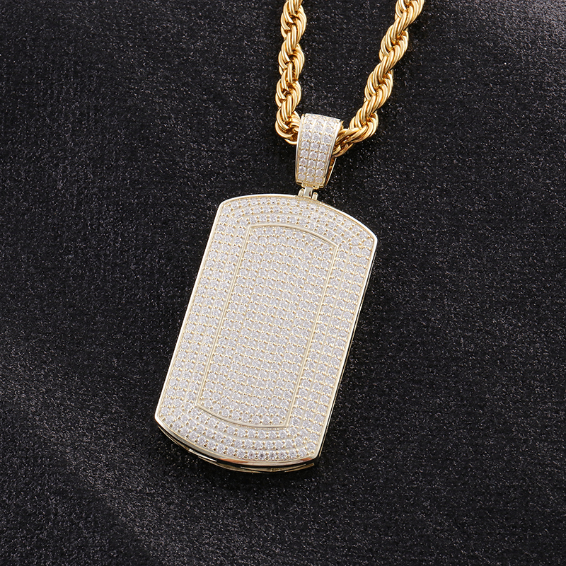 New Arrival Hip Hop Jewelry 925 Sterling Silver Micro Pave VVS Moissanite Diamond Iced Out Bling Dog Tag Sign Pendant Necklace
