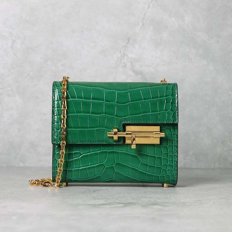 Grace2025 No New Cowhide Plug King Of Europe And America Small Square Chain Pop Shoulder Bag Crossbite Women's