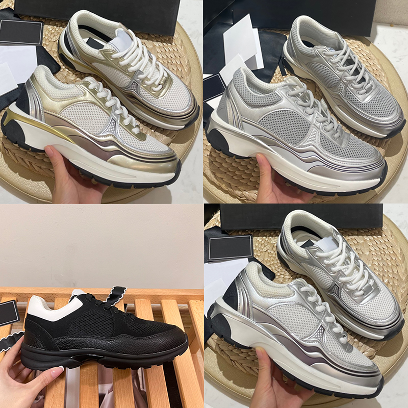 Designer Shoes for Womens Shoe Interlocking Laminate Runner Sneakers Luxury Flat heel White Gold Grey Mint Silver Cowhide Technical Mesh Ladies Outdoor Trainers