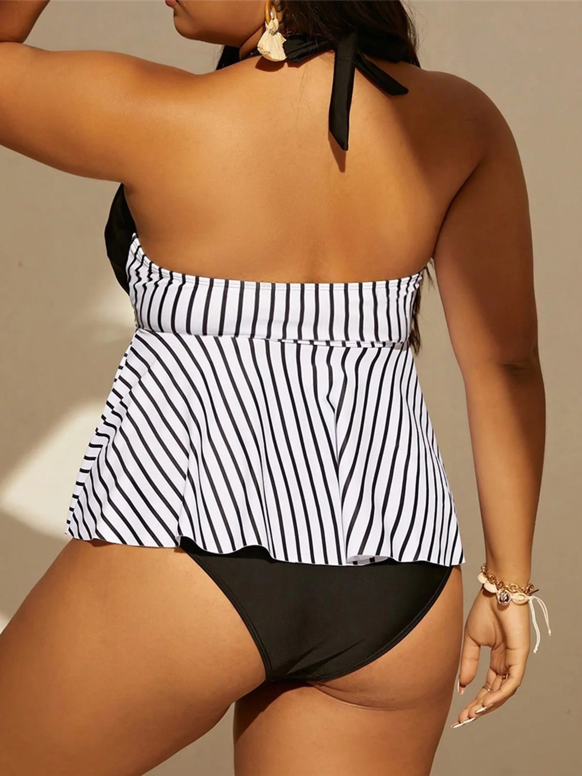 0XL 4XL Stripe Bikini Large Size Swimwear Plus Women Swimsuit Female Twopieces set Bather Bathing Suit Swim K6651 250528Z