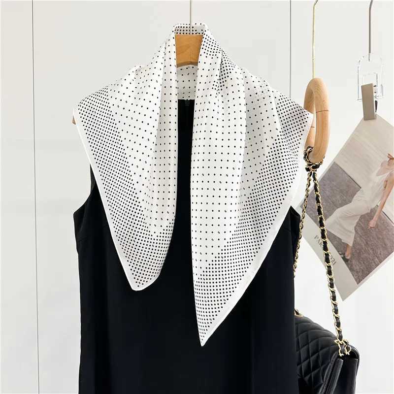 68cm French Retro 5 Polka Dot Scarf Womens Spring and Summer New Imitation Silk Scarf Fashion Versatile Headscarf Shawl W250602