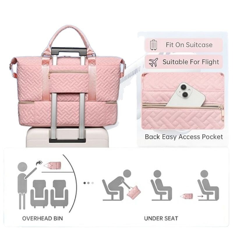 Fashion Trend Large Capacity Travel with Shoe Compartment, Dry and Wet Separation, Personalized Trolley Fiess Bag