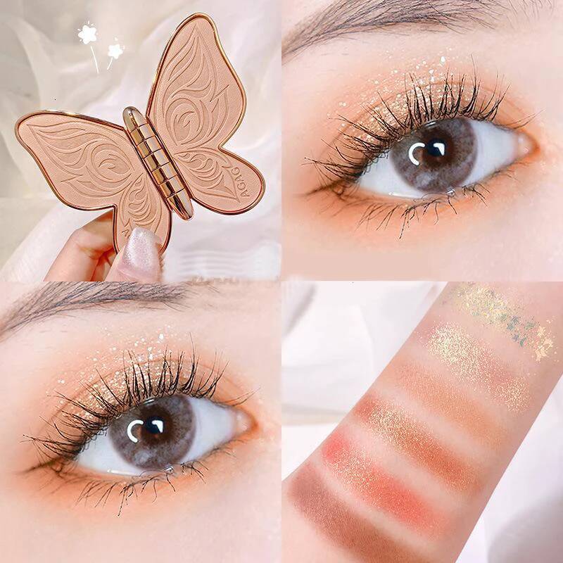 6-Color Lucky Koi Pearl Glitter Large Earth Color Matte Shimmer Butterflies Shadow Cold Sweet Eye Makeup