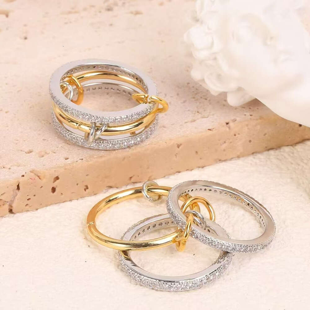 Fashion Versatile Ins Style Light Two-tone Bracelet and Ring Set for Women Unique Niche Jewelry